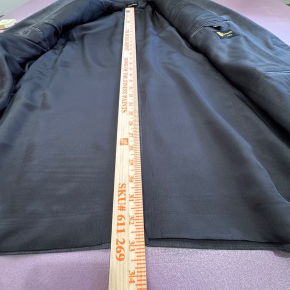 Monarch 110's 100% Wool Men Gray Plaid Suit Jacket Blazer Trousers Pants Set 44L - Picture 7 of 16